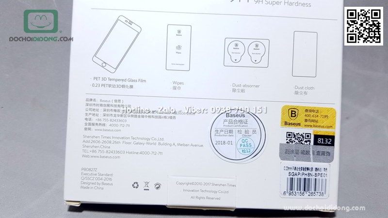 Miếng dán cường lực full màn hình iPhone 7 8 Baseus viền nhám