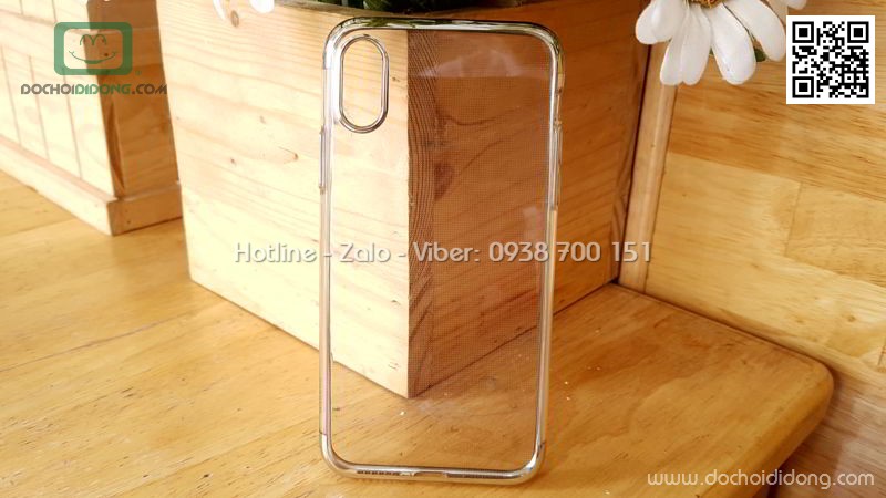 Ốp lưng iPhone X XS Baseus Shining dẻo trong viền màu