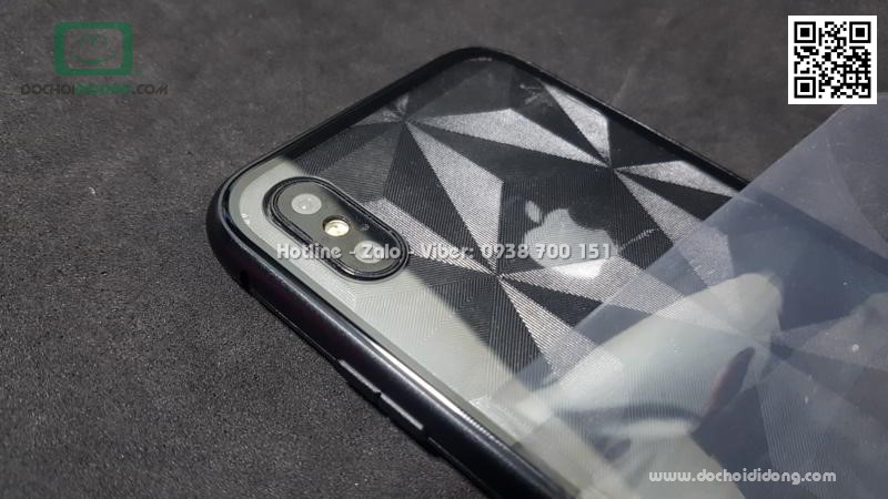 Ốp lưng nam châm iPhone X XS Likgus lưng kính trong