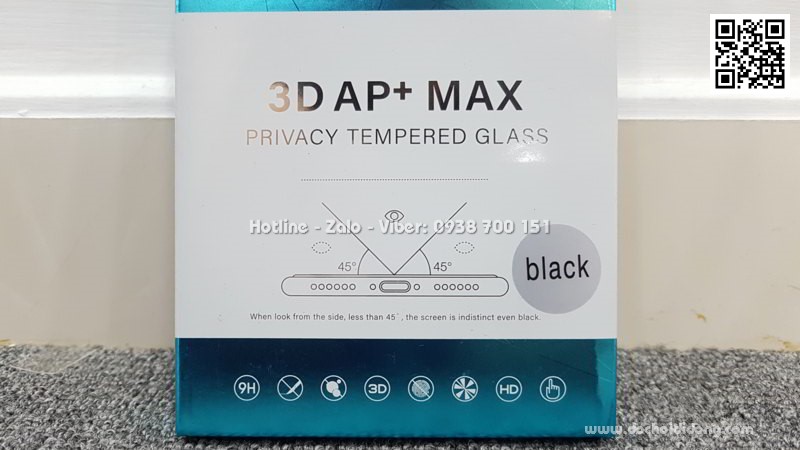 Miếng dán cường lực chống nhìn trộm iPhone XS Max Nillkin 3D AP Max full màn hình