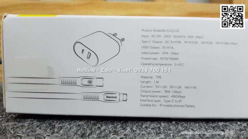 Bộ cáp sạc nhanh iPhone Macbook Baseus Type C PD 3.0 32W