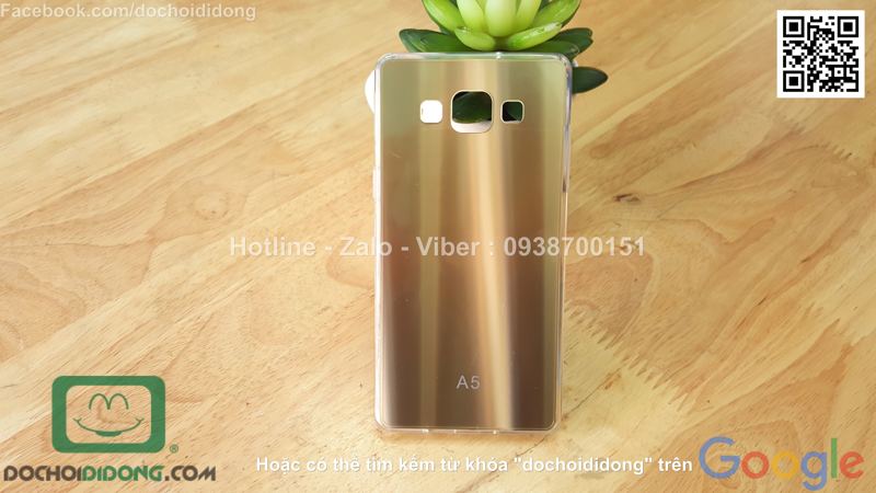 Ốp lưng Samsung Galaxy A5 loại dẻo lưng vàng óng ánh