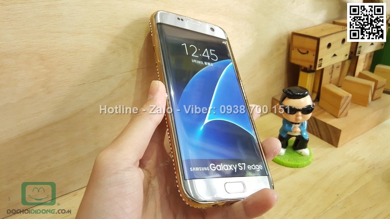 Ốp lưng Samsung Galaxy S7 Edge dẻo trong đính đá