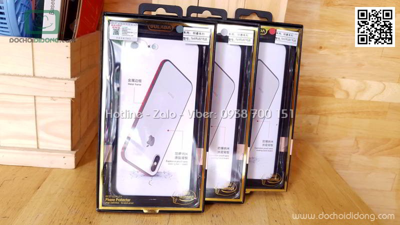 Ốp lưng iPhone 7 8 Plus Sulada lưng kính trong viền màu