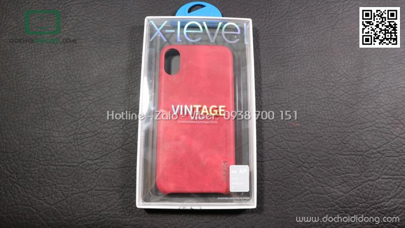 Ốp lưng iPhone X XS X-Level Vintage dẻo vân da lót nhung