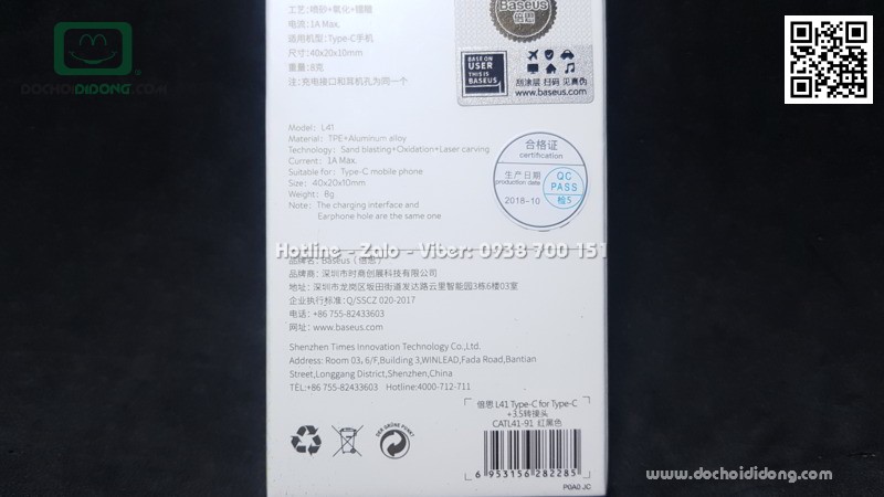 Cổng chia Type C ra Type C và Jack tai nghe 3.5 Baseus L41