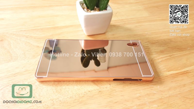 Ốp lưng Sony Xperia Z5 viền nhôm lưng tráng gương