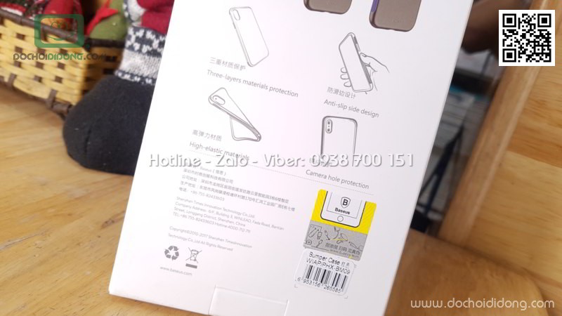 Ốp lưng iPhone X XS Baseus Bumper viền gân 3 lớp