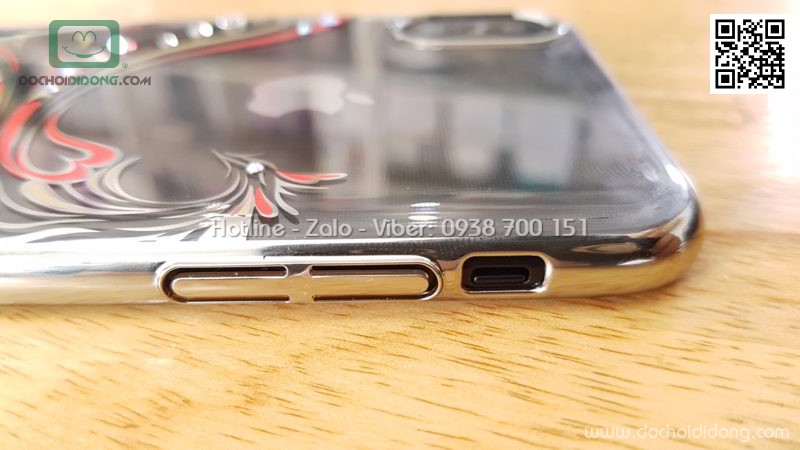 Ốp lưng iPhone X XS Kavaro trong viền màu đính đá