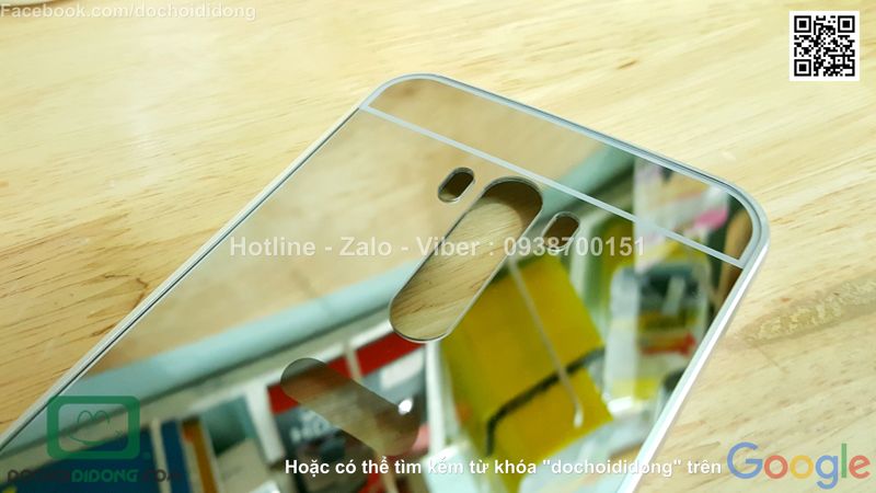 Ốp lưng Asus Zenfone Selfie ZD551KL viền nhôm lưng tráng gương