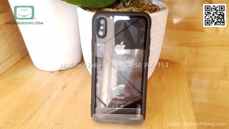 Ốp lưng iPhone X Nillkin Tempered lưng kính