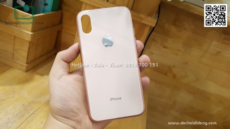 Ốp lưng iPhone X Hojar lưng kính cường lực viền mềm