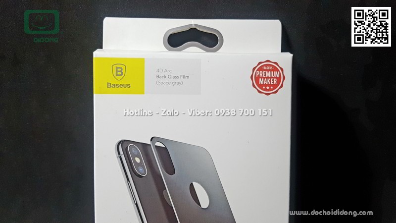 Miếng dán cường lực full mặt lưng iPhone X Baseus khoét táo