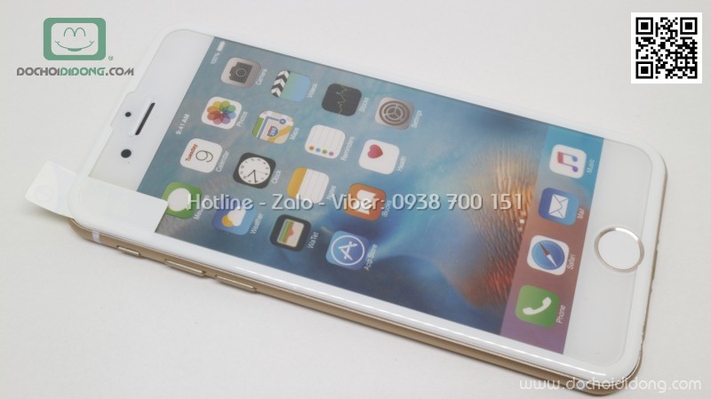 Miếng dán cường lực full màn hình iPhone 6 6S 7 8 Baseus