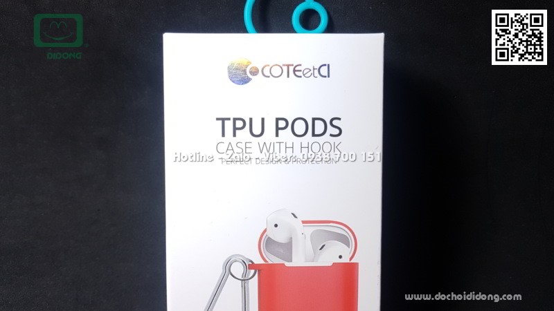 Hộp đựng AirPod Coteetci TPU siêu mỏng có móc