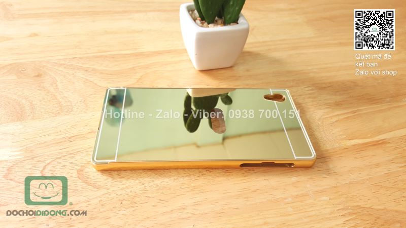 Ốp lưng Sony Xperia Z5 viền nhôm lưng tráng gương