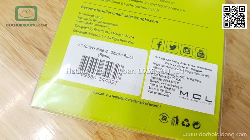 Ốp lưng Samsung Note 8 Ringke Air