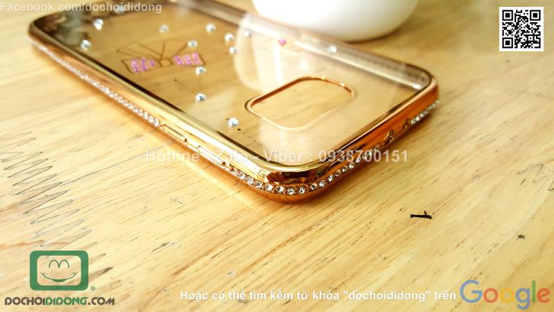 Ốp lưng Samsung Galaxy S6 dẻo trong đính đá