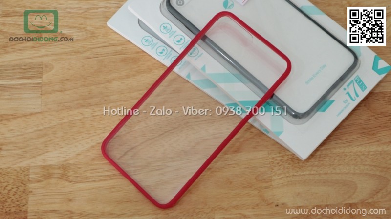 Ốp lưng iPhone 8 Plus iSmile viền màu lưng trong cứng mỏng