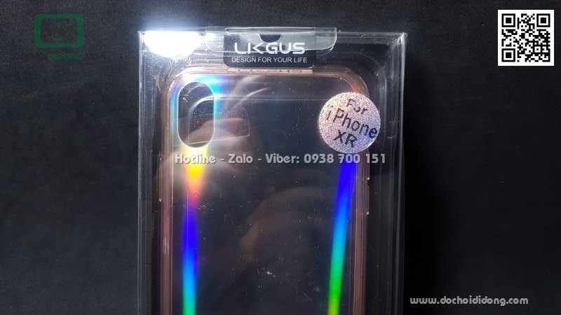 Ốp lưng iPhone XR Likgus Aurora lưng kính đổi màu