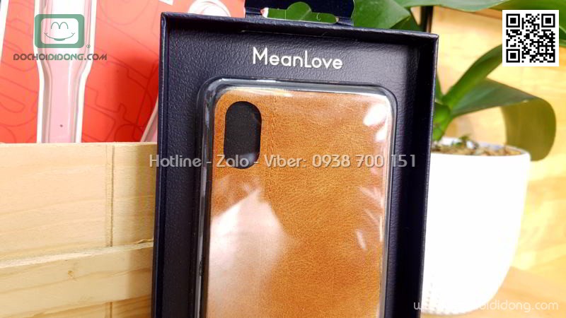 Ốp lưng iPhone X Mean Love lưng da chống sốc