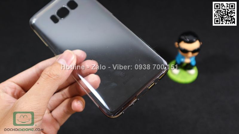 Ốp lưng Samsung Galaxy S8 Baseus Glitter trong suốt viền màu