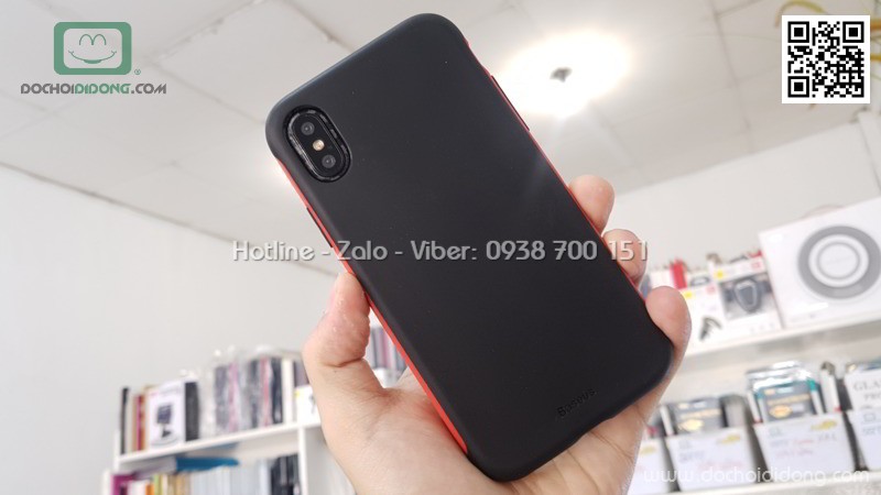 Ốp lưng iPhone X XS Baseus Bumper viền gân 3 lớp