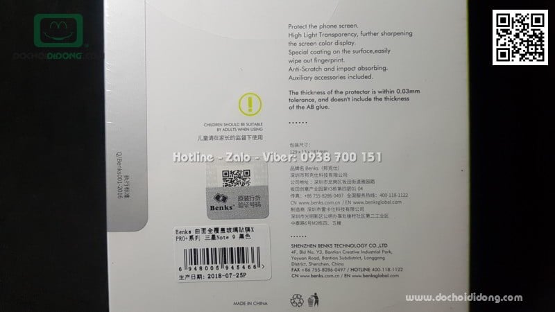 Miếng dán cường lực full màn hình Samsung Note 9 Benks X Pro