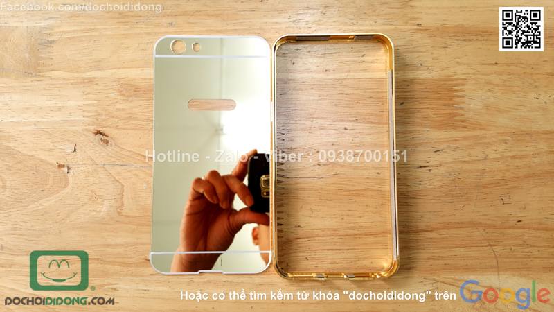 Ốp lưng Oppo F1s viền nhôm lưng tráng gương