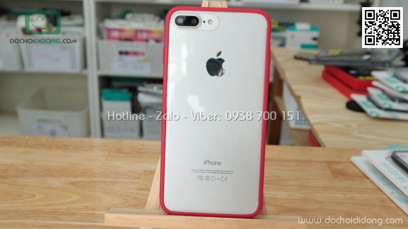 Ốp lưng iPhone 8 Plus iSmile viền màu lưng trong cứng mỏng