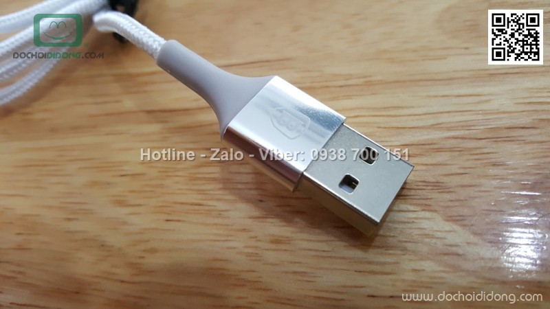 Cáp lightning iphone Baseus đầu bọc kim loại chống gãy có đèn