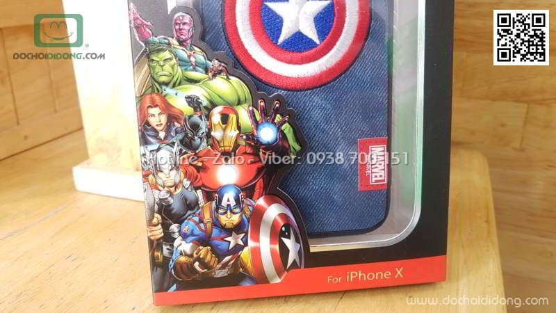 Ốp lưng iPhone X Marvel Avengers lưng vải