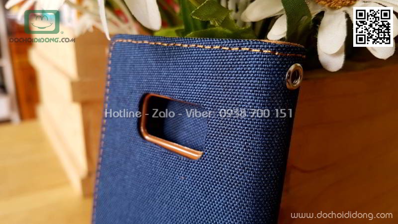 Bao da Samsung S8 Mercury Canvas Diary vân vải nhét card