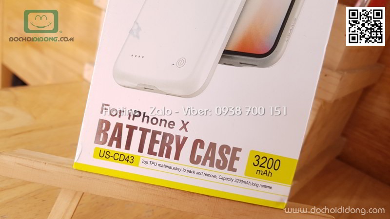 Ốp lưng kiêm sạc dự phòng iPhone X Usams 3200 mAh