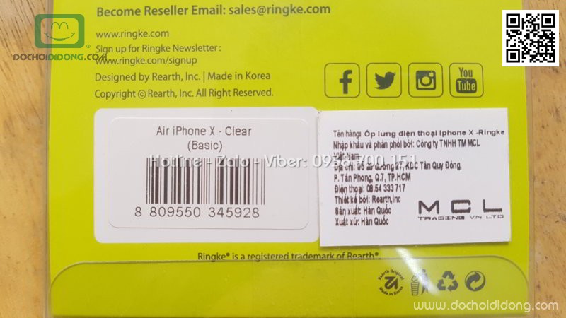 Ốp lưng iPhone X Ringke Air