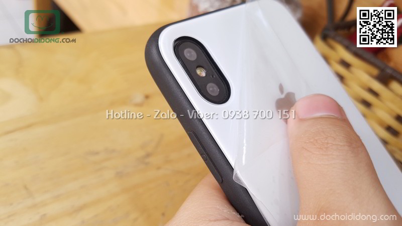 Ốp lưng iPhone X XS Hojar lưng kính cường lực viền mềm