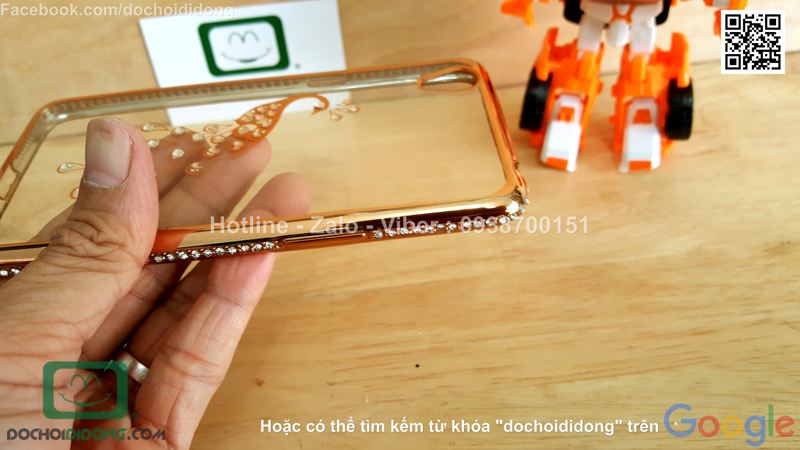 Ốp lưng Oppo Neo 9 đính đá hình con công