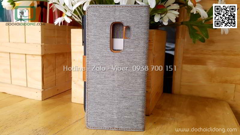 Bao da Samsung S9 Plus Mercury Canvas Diary vân vải nhét card