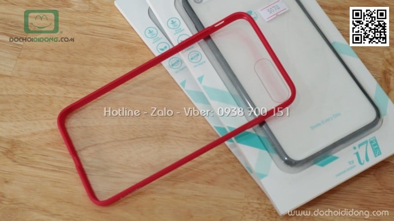 Ốp lưng iPhone 8 Plus iSmile viền màu lưng trong cứng mỏng