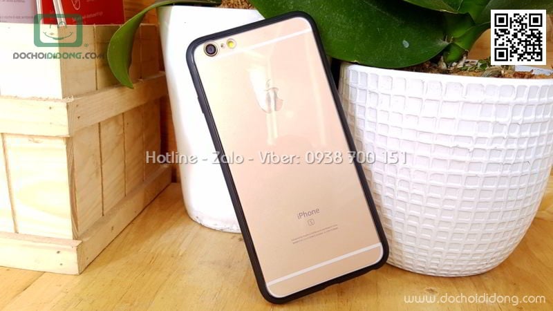 Ốp lưng iPhone 6 6S Plus Sulada lưng kính trong viền màu