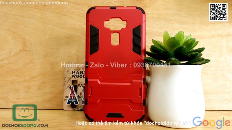 Ốp lưng Asus Zenfone 3 ZE520KL 5.2 Inch Iron Man chống sốc có chống lưng