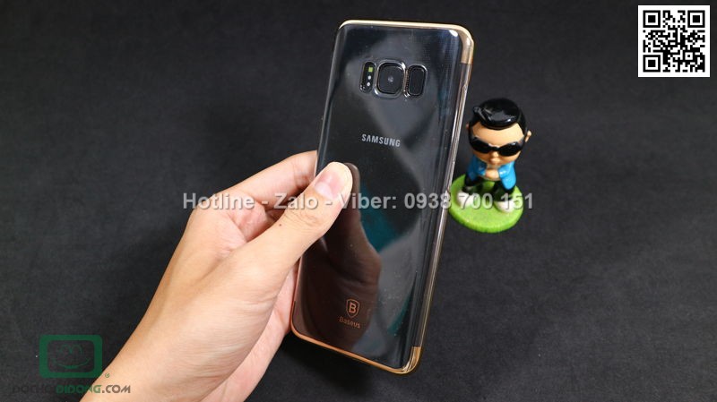 Ốp lưng Samsung Galaxy S8 Baseus Glitter trong suốt viền màu