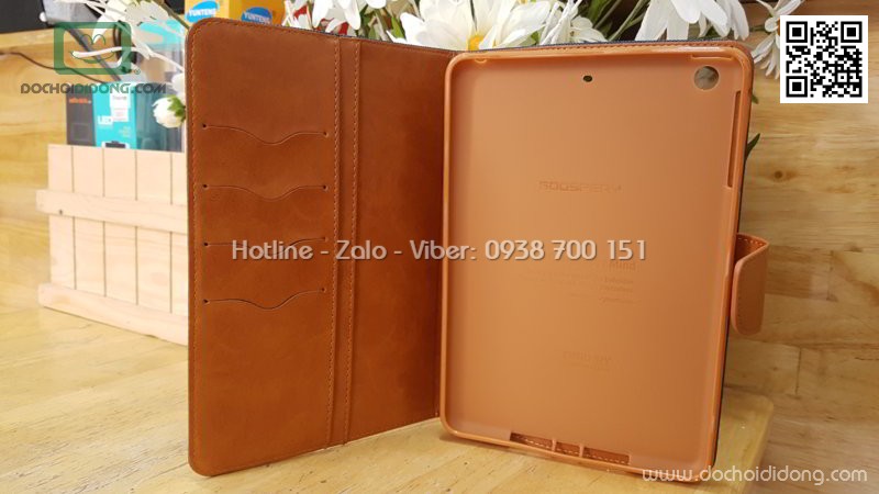 Bao da iPad Mini 1 2 3 Mercury Canvas Diary vân vải nhét card