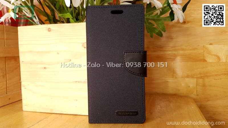 Bao da Samsung S8 Mercury Canvas Diary vân vải nhét card