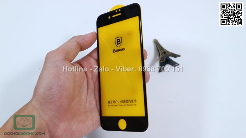 Miếng dán cường lực iPhone 8 Baseus 3D viền kính full màn hình 9H