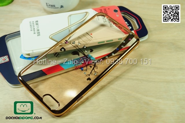 Ốp lưng iPhone 6 Plus Uyitlo dẻo cao cấp đính đá hình con chim