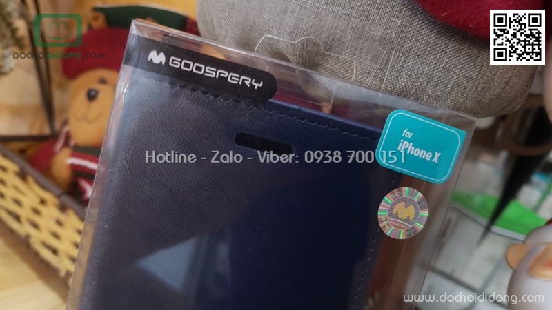 Bao da iPhone X Mercury Goospery quai gài nhét card