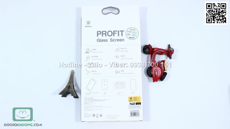 Miếng dán cường lực iPhone 7 Plus Baseus 3D viền kính full màn hình 9H