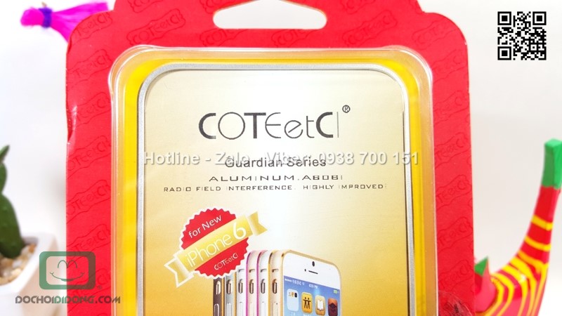 Ốp viền iPhone 6 Coteetci chỉ vàng cao cấp
