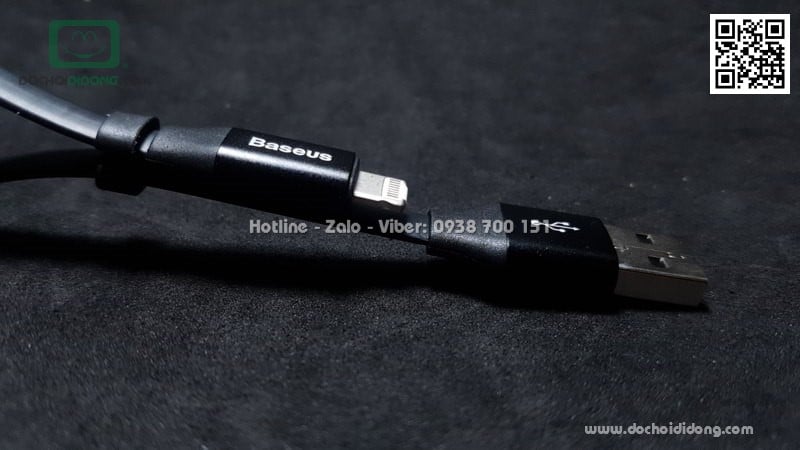 Cáp sạc Baseus 2 trong 1 microUSB Lightning ngắn 23cm